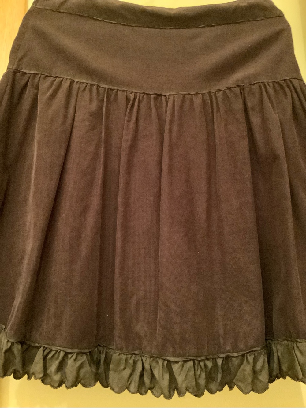 Anthropologie Dark Brown Ruffle Hem Circle Skirt